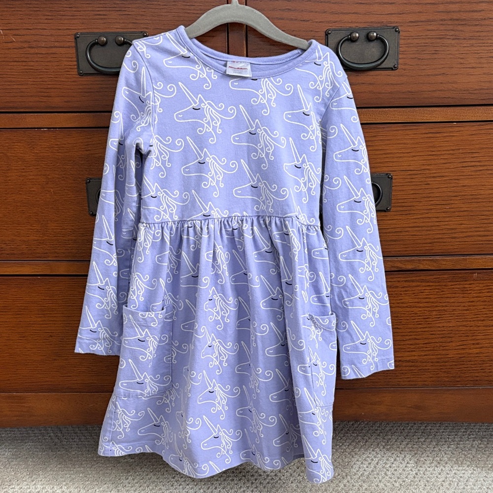 Kids Purple Long-Sleeve Dress by Hanna Andersson - Size 6-7